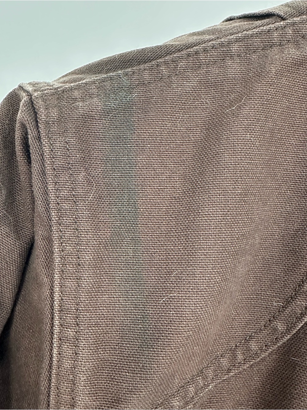 LL Bean Men’s L Brown Canvas Chore Coat Flannel Lined Green Corduroy Collar A6 - Picture 7 of 8